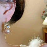 Brown Pearl Hoop Earrings