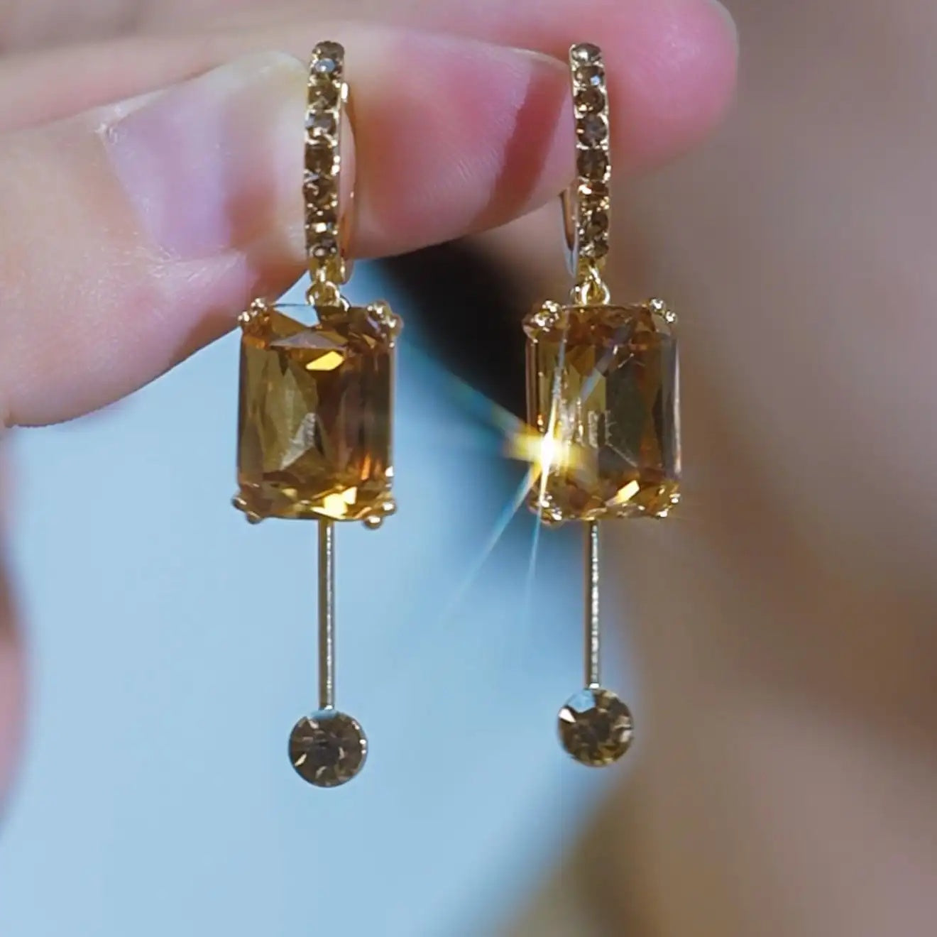 Brown Square Hoop Earrings