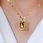 Brown Square Pendant Necklace