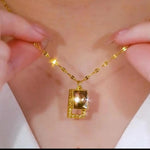 Brown Square Pendant Necklace