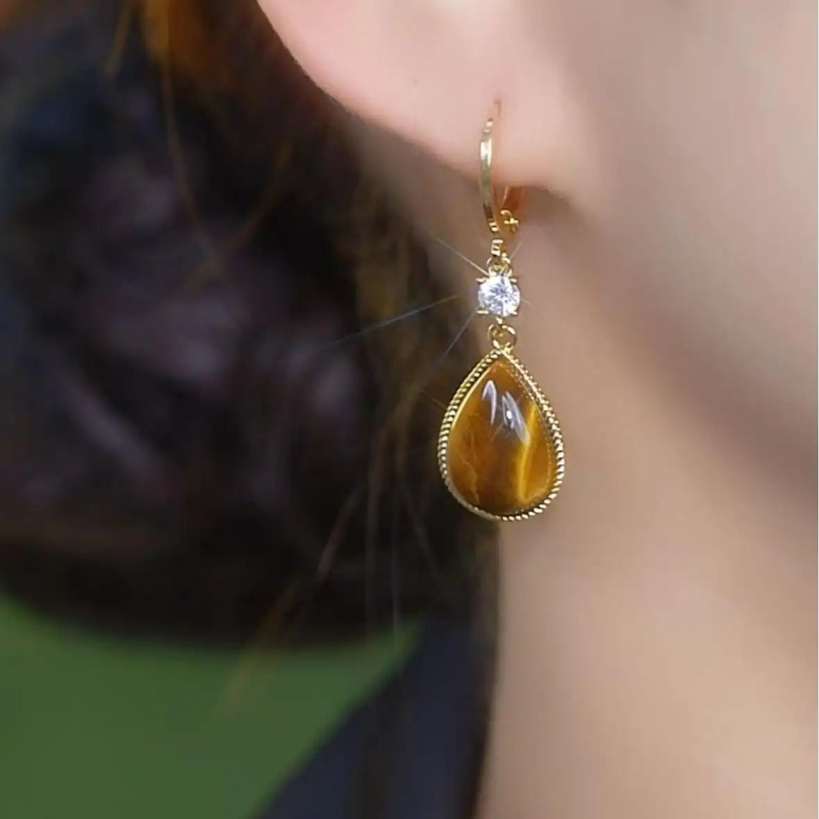 Brown Teardrop Drop Earrings