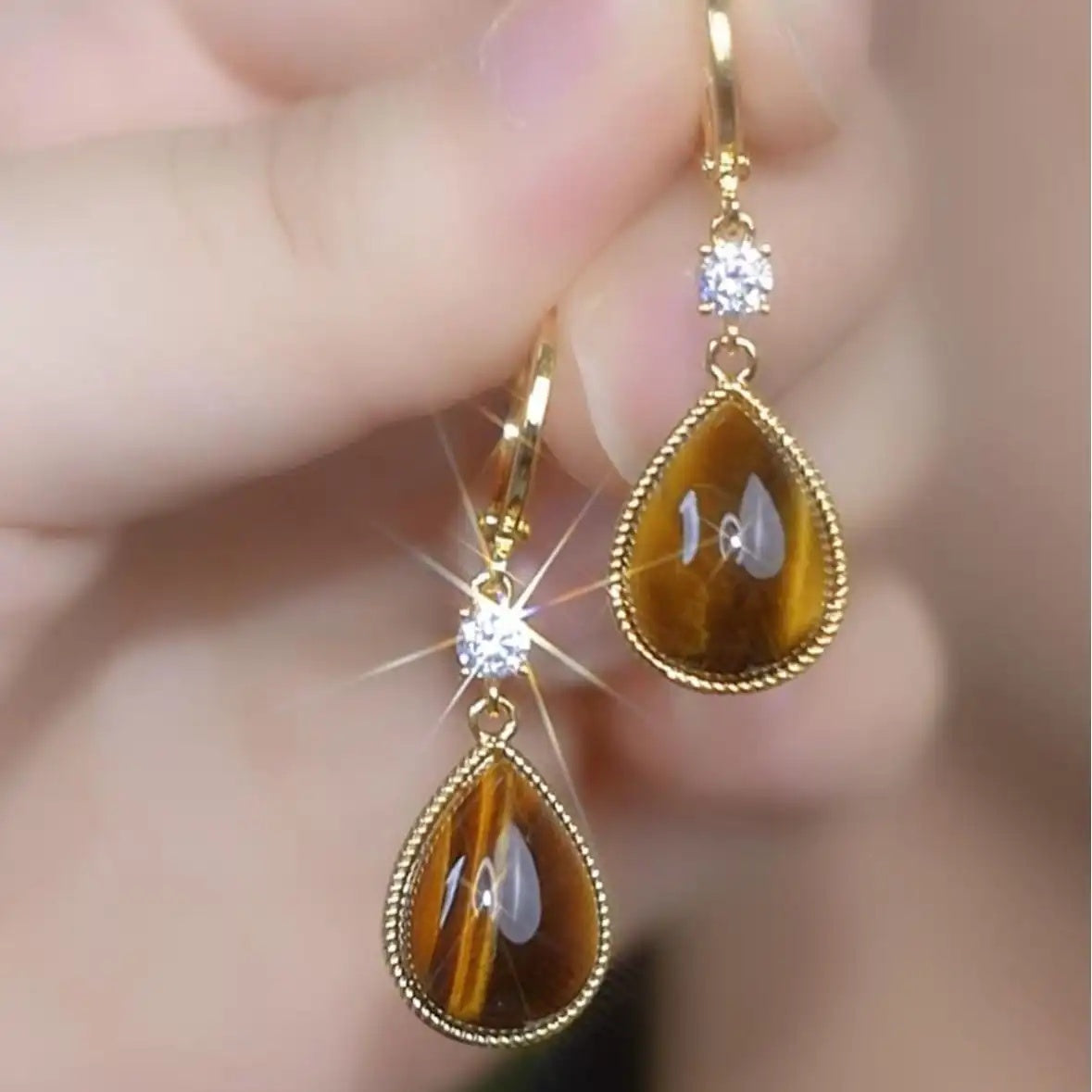Brown Teardrop Drop Earrings