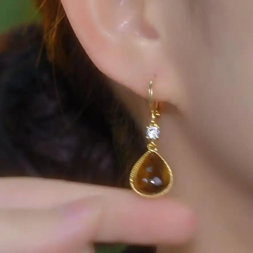 Brown Teardrop Drop Earrings