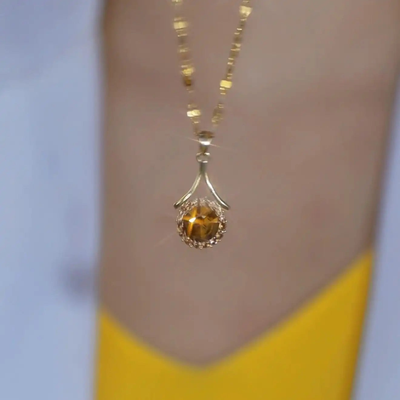 Brown Zircon Pendant Necklace