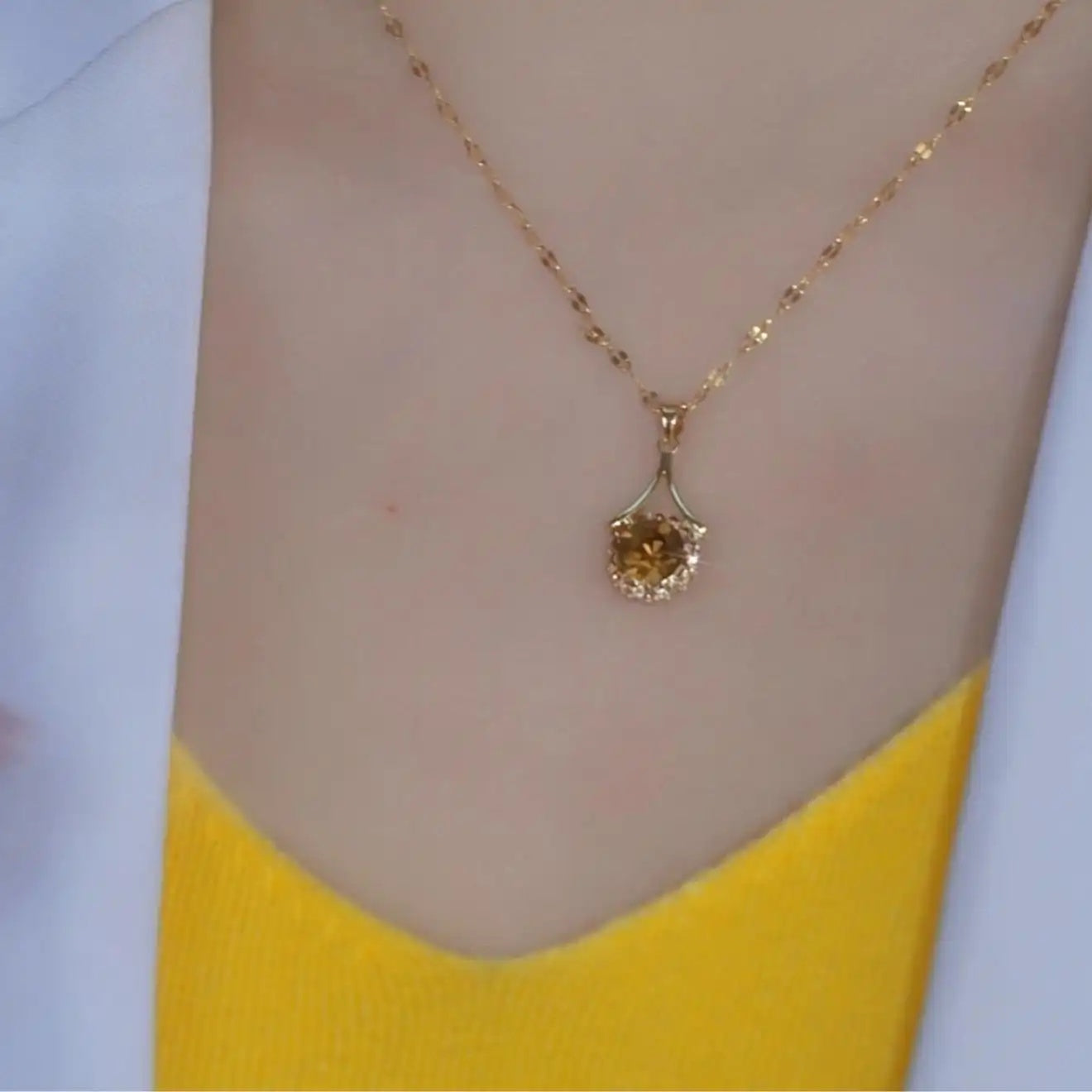 Brown Zircon Pendant Necklace