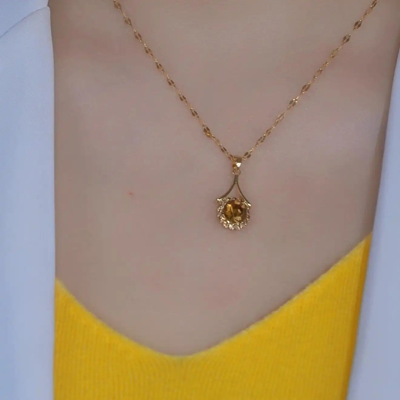 Brown Zircon Pendant Necklace