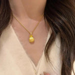 Brushed Finish Lucky Bag Pendant Necklace