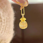 Brushed Finish Lucky Bag Pendant Necklace