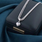 Brushed Heart Double Layer Pendant Necklace