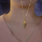 Brushed Leaf French Vintage Pendant Necklace