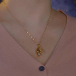 Brushed Leaf French Vintage Pendant Necklace