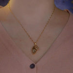 Brushed Leaf French Vintage Pendant Necklace