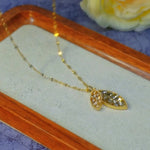 Brushed Leaf French Vintage Pendant Necklace