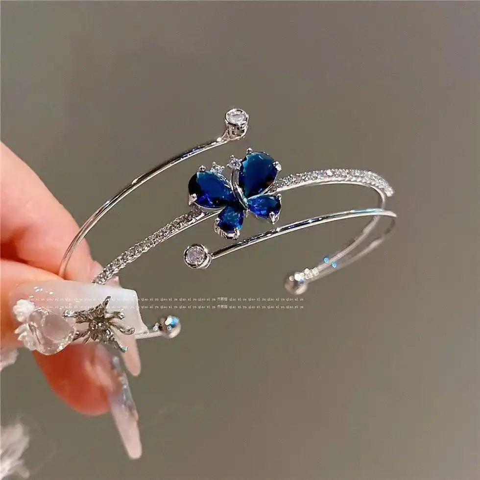 Butterfly Blue Little Butterfly Three-Layer Bracelet