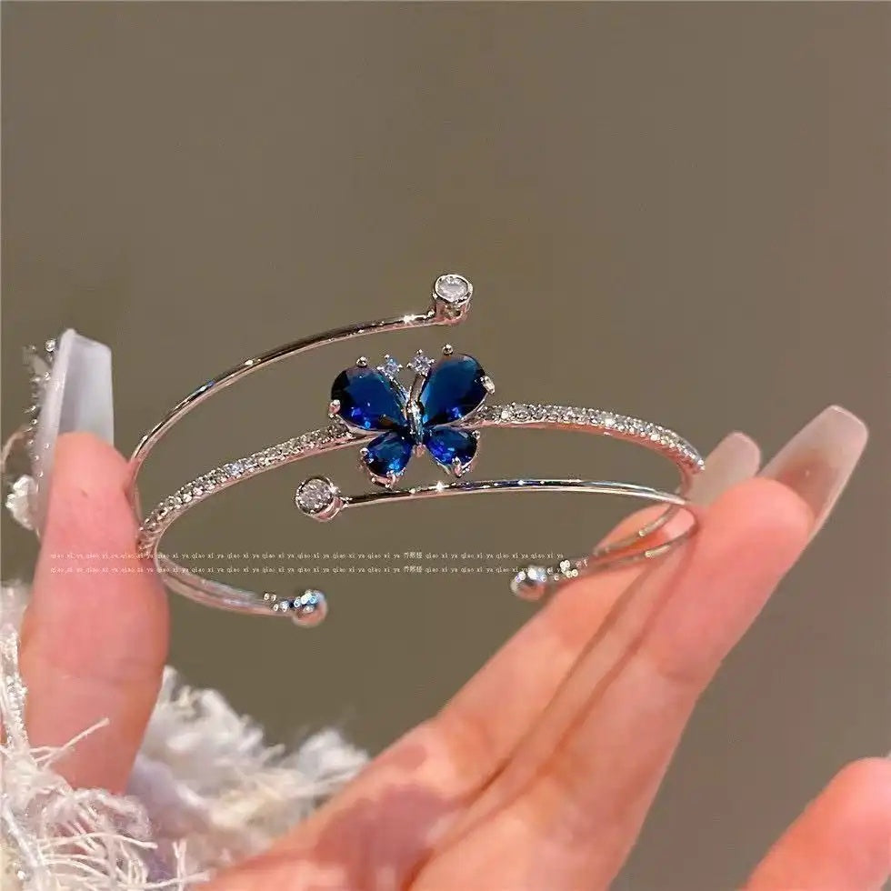 Butterfly Blue Little Butterfly Three-Layer Bracelet
