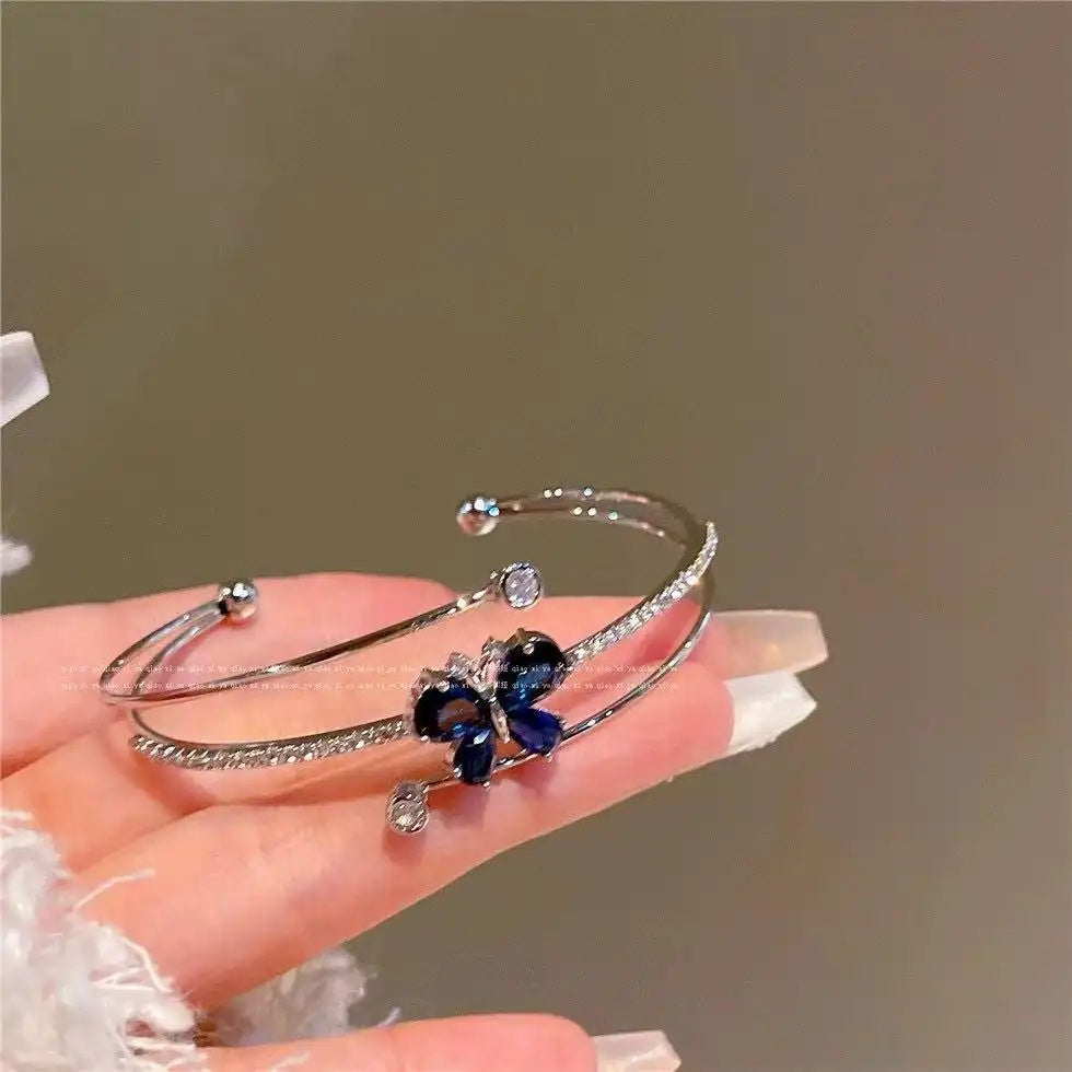 Butterfly Blue Little Butterfly Three-Layer Bracelet