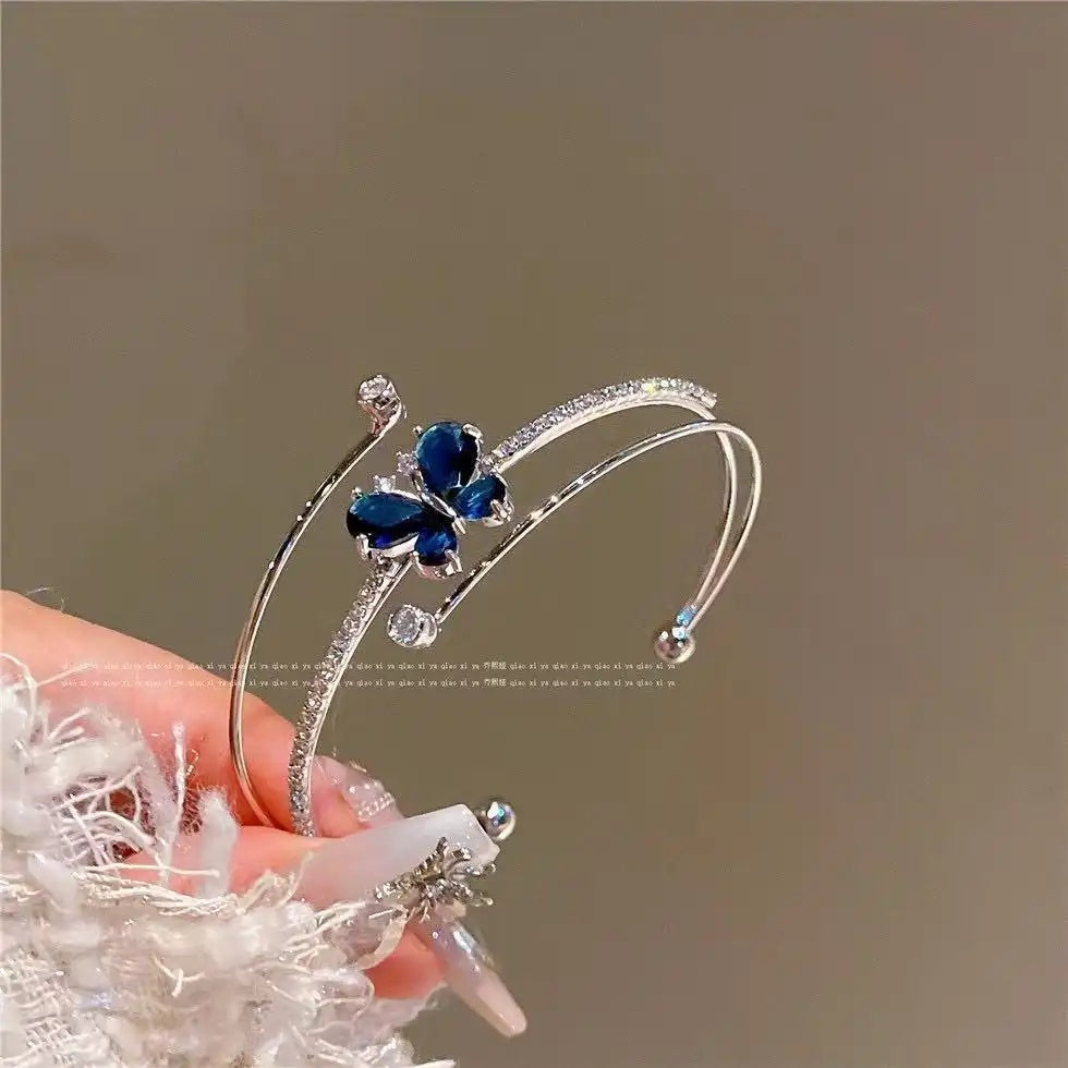 Butterfly Blue Little Butterfly Three-Layer Bracelet