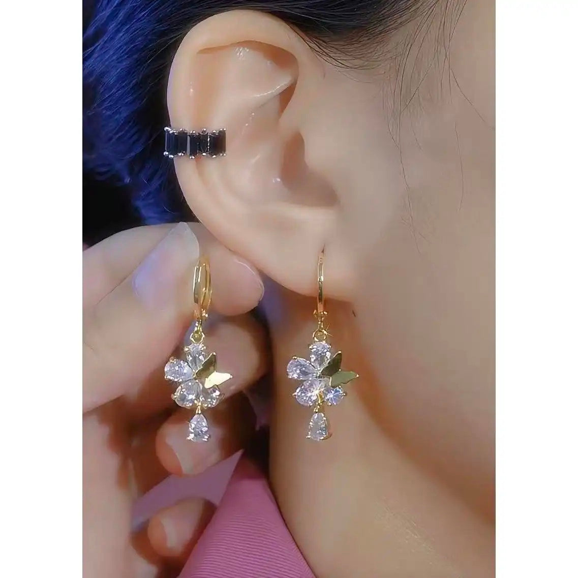 Butterfly Crystal Drop Earrings