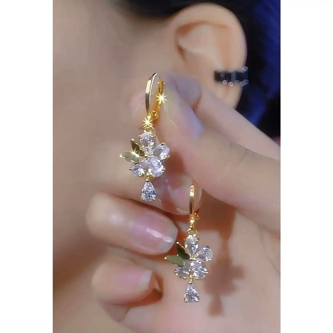 Butterfly Crystal Drop Earrings