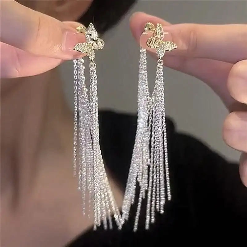 Butterfly Galaxy Waterfall Tassel Drop Earrings