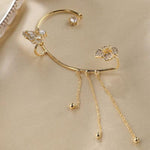 Butterfly Language Crystal Butterfly Tassel Drop Earrings