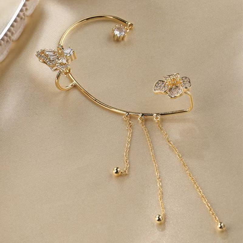 Butterfly Language Crystal Butterfly Tassel Drop Earrings