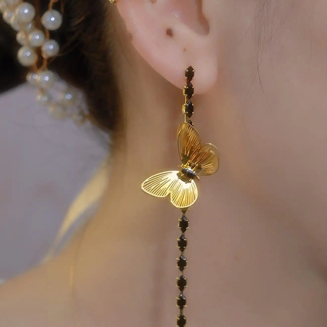 Butterfly Long Tassel Drop Earrings