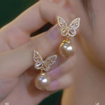 Butterfly Pearl Pendant Necklace
