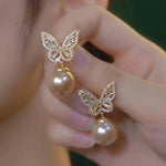 Butterfly Pearl Pendant Necklace