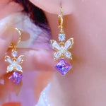 Butterfly Purple Tassel A Meaningful Drop Earrings