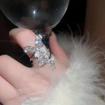 Butterfly Surrounding Rhinestones Ring