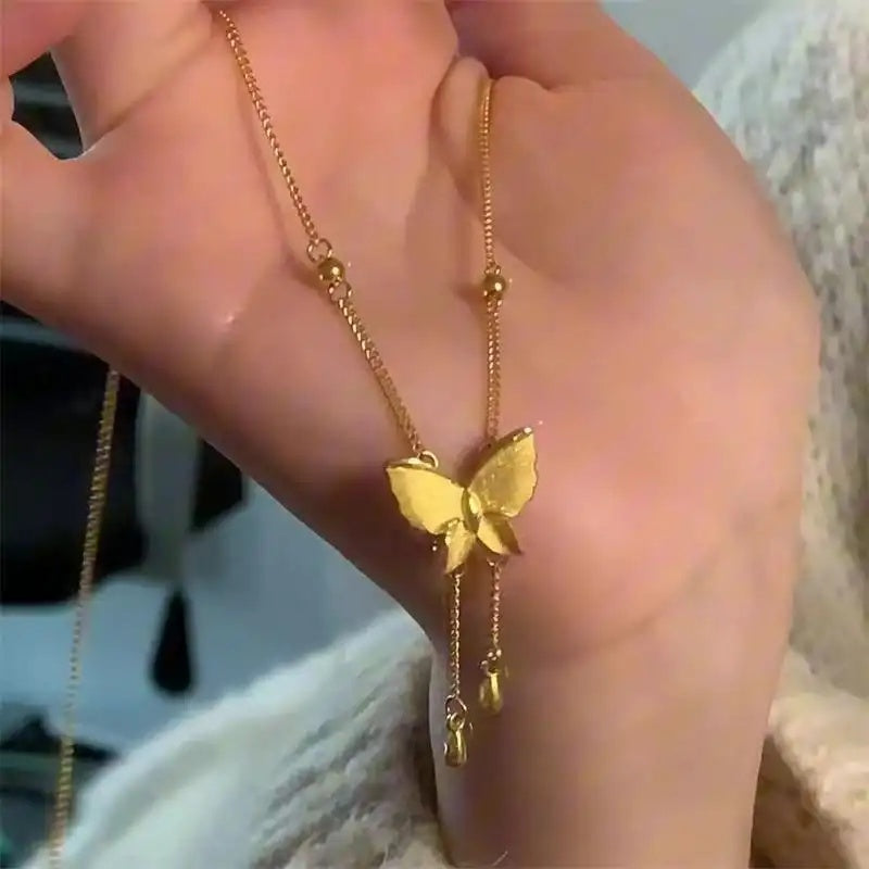 Butterfly Tassel Pendant Necklace