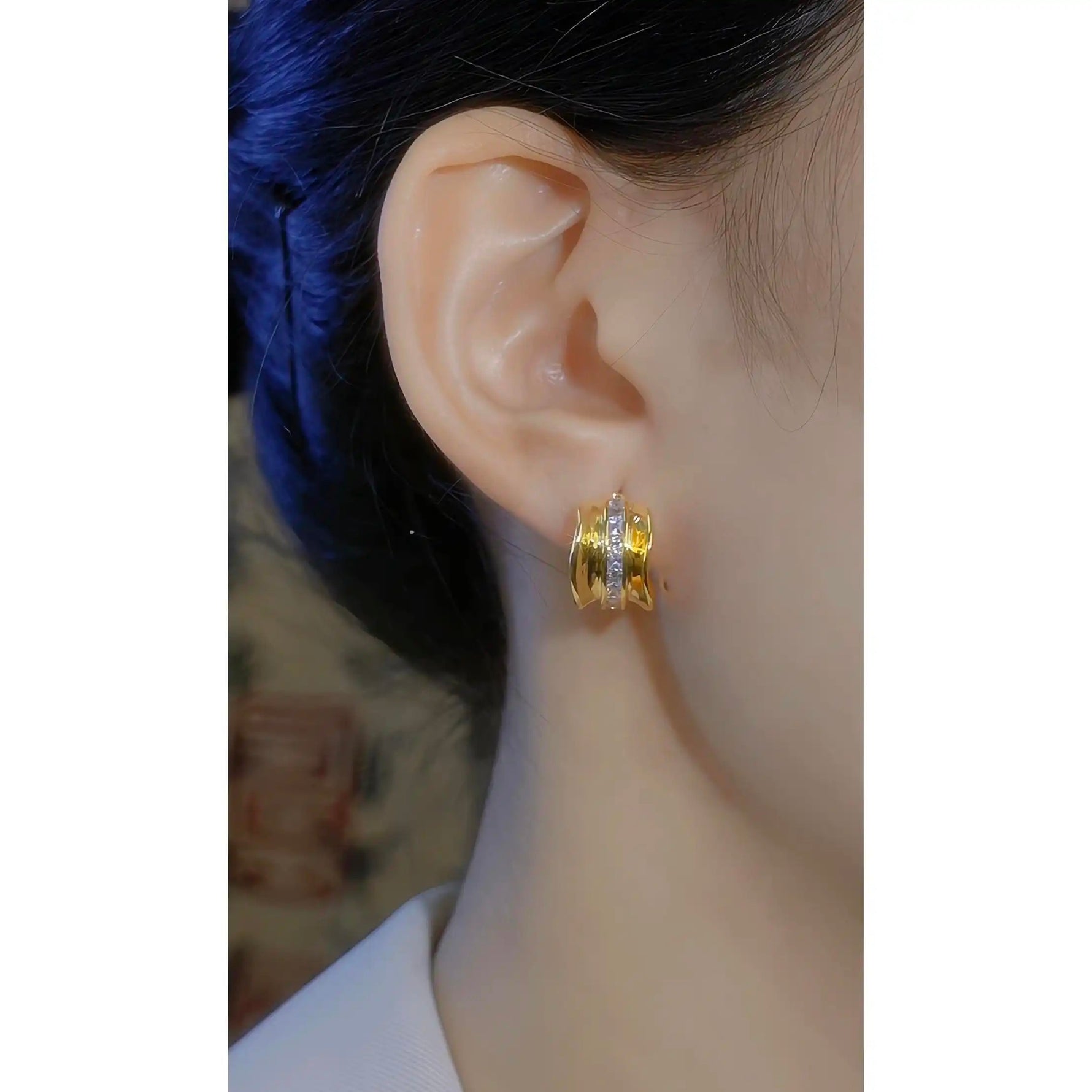 C-Shaped Minimalist Irregular Metallic Needle Earrings