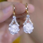 Camellia Tassel Crystal Drop Earrings