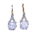Camellia Tassel Crystal Drop Earrings