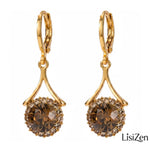 Caramel Teardrop Round Drop Earrings