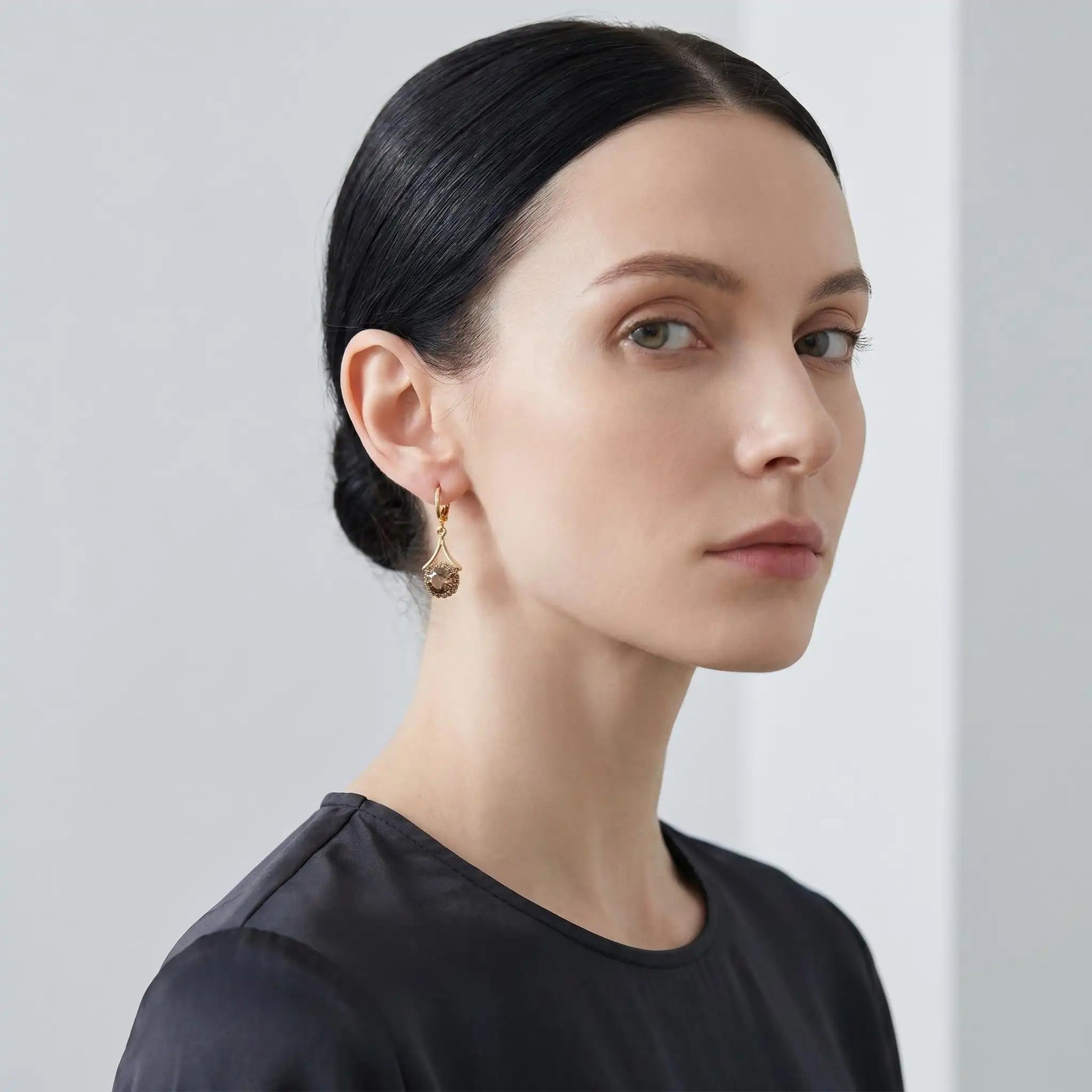 Caramel Teardrop Round Drop Earrings