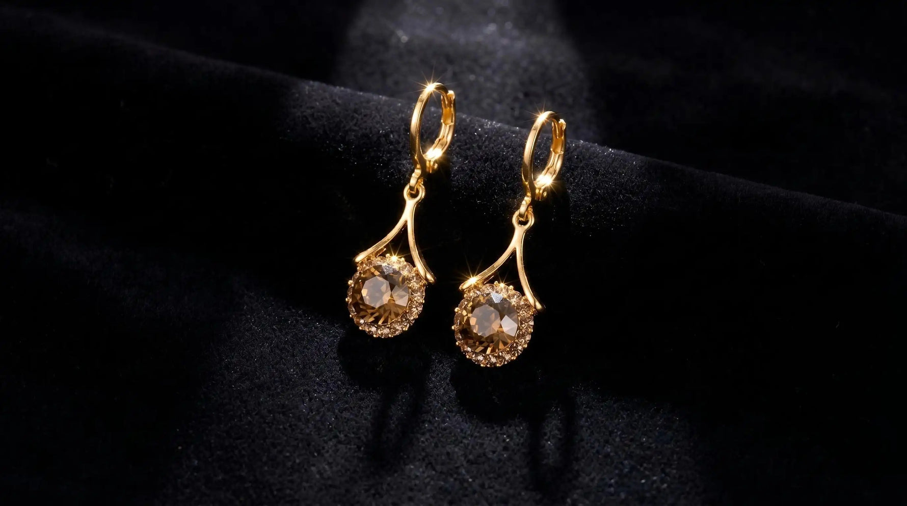 Caramel Teardrop Round Drop Earrings