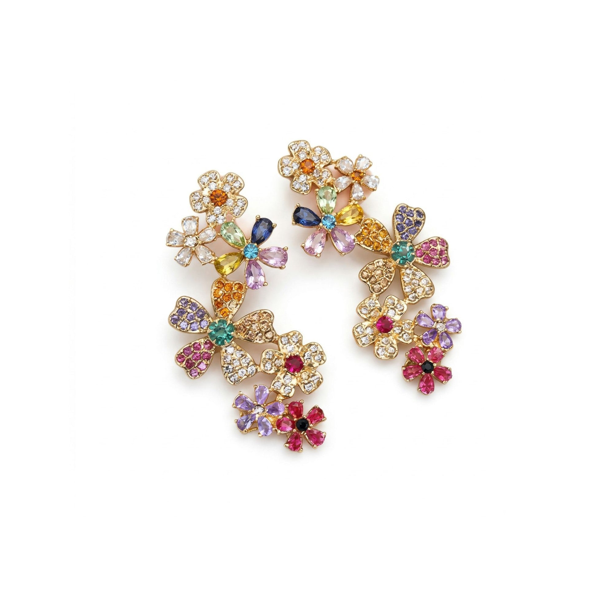 Cascading Floral Ear Climber Earrings