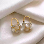 Cat Eye Basket French Stones Hoop Earrings
