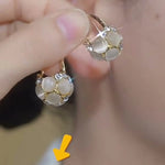 Cat Eye Basket French Stones Hoop Earrings