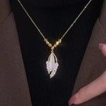 Cat Eye Bead and Wheat Pendant Necklace