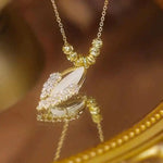 Cat Eye Bead and Wheat Pendant Necklace
