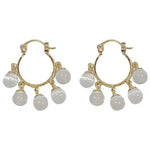 Cat Eye Bead Tassel Drop Earrings