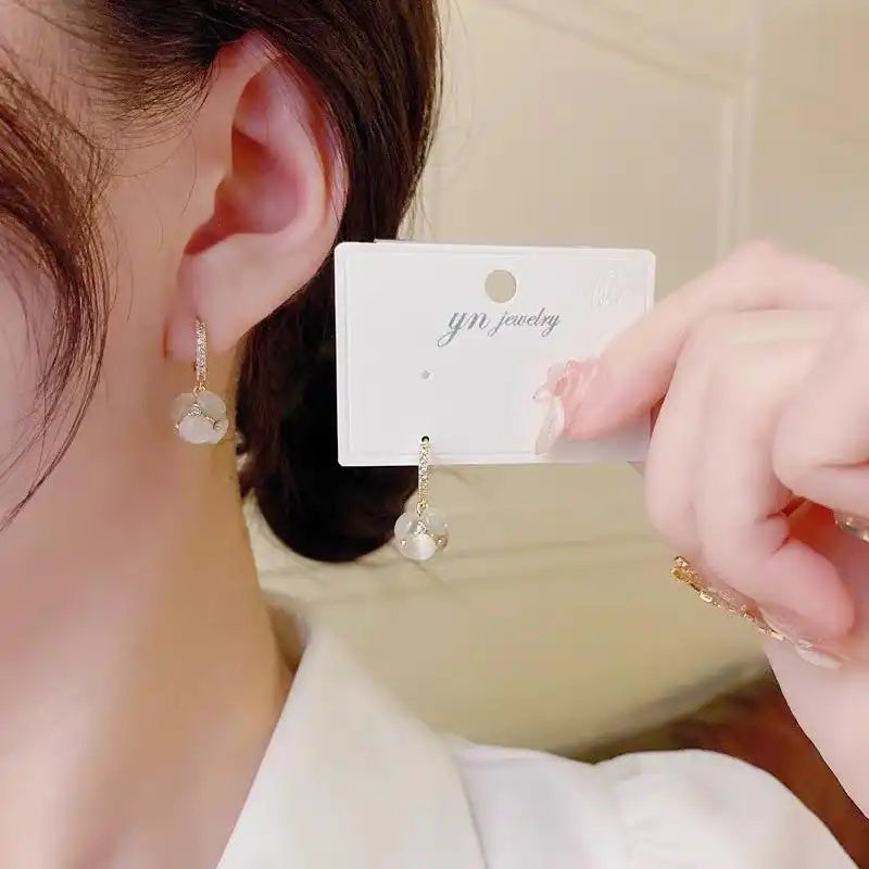 Cat Eye Clip-On Drop Earrings