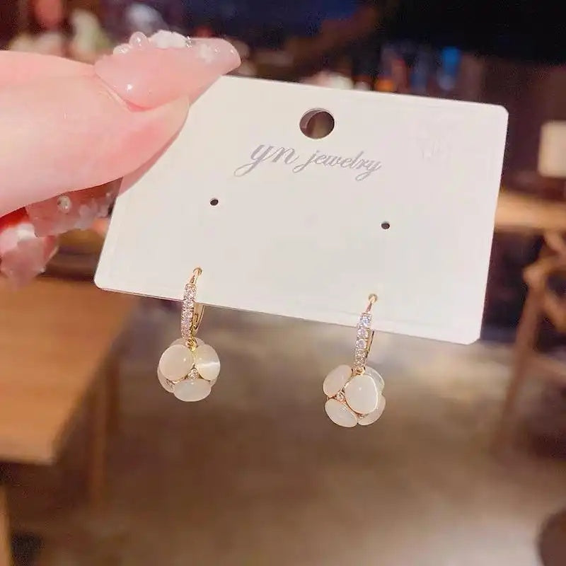 Cat Eye Clip-On Drop Earrings