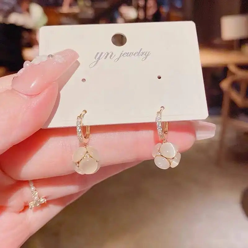 Cat Eye Clip-On Drop Earrings