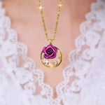 Cat Eye Crystal Rose Pendant Necklace
