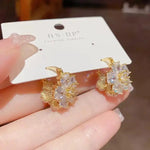 Cat Eye Flower Korean Double-Sided Hoop Earrings