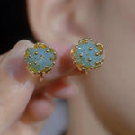 Cat Eye Flower Stud Earrings
